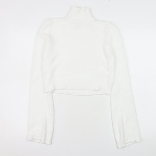 PrettyLittleThing Womens White Roll Neck Knit Jumper XS