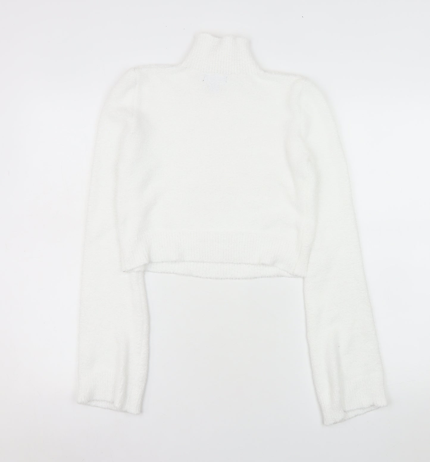 PrettyLittleThing Womens White Roll Neck Knit Jumper XS