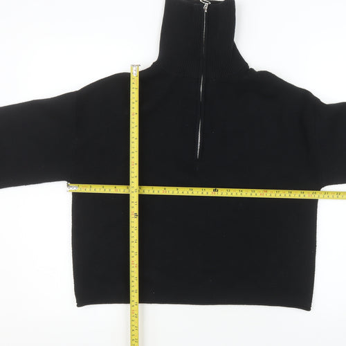 Stradivarius Women's Black XS 1/2 Zip High Neck Pullover Sweatshirt