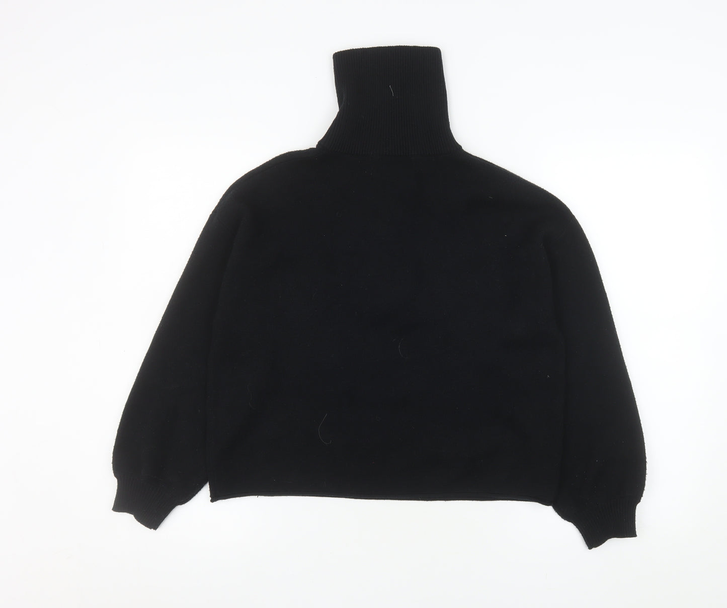 Stradivarius Women's Black XS 1/2 Zip High Neck Pullover Sweatshirt