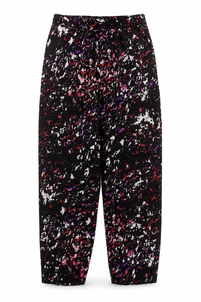 Front view of Warehouse women’s multicoloured, size UK 12, cropped tapered trousers