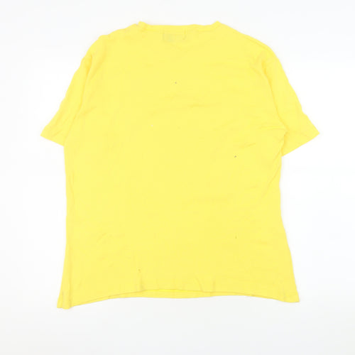 John & Rose Men’s Yellow Graphic Post War T-Shirt L Short Sleeve Cotton