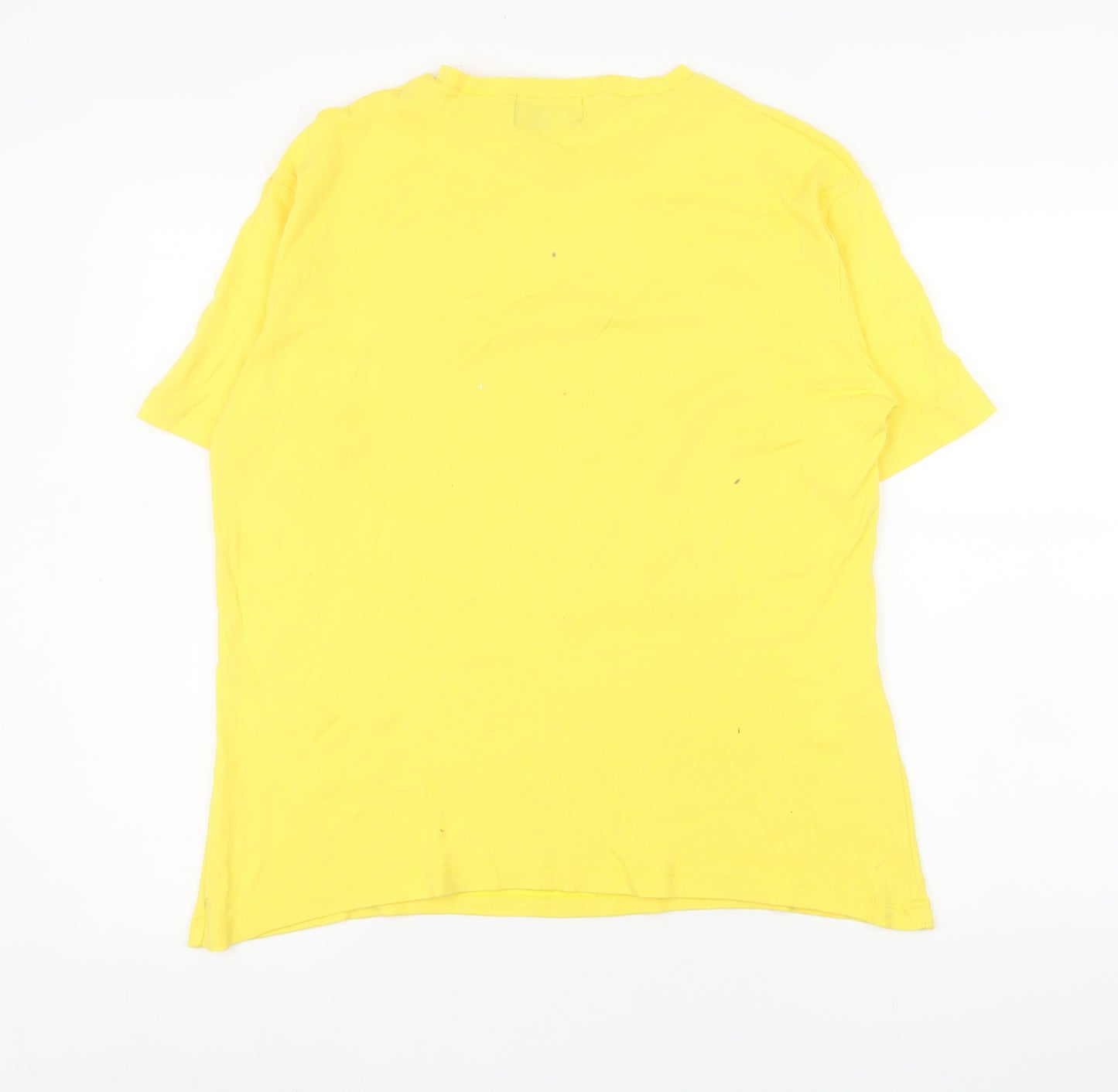 John & Rose Men’s Yellow Graphic Post War T-Shirt L Short Sleeve Cotton