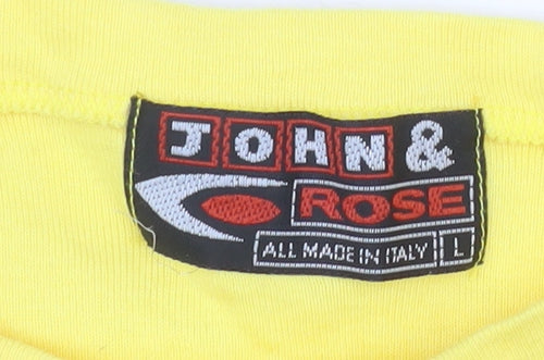 John & Rose Men’s Yellow Graphic Post War T-Shirt L Short Sleeve Cotton