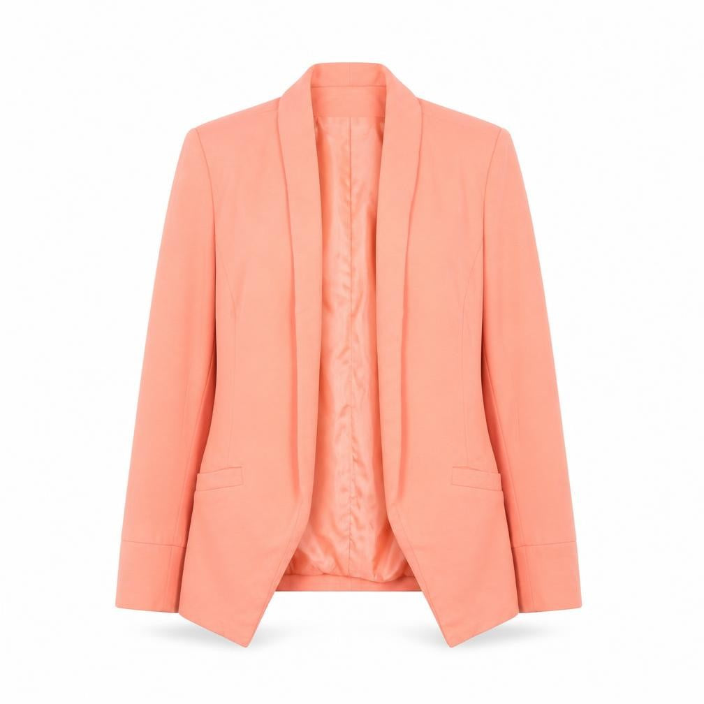 Front view of Red Chilli Women’s Pink Shawl Collar Blazer Jacket, size UK 12