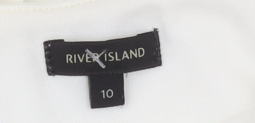 River Island Women Ivory Bodycon Dress Size 10 Sleeveless Ruched Stretch