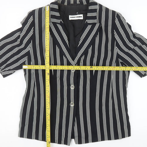 Gerry Weber Women’s Black Striped Short Sleeve Viscose Shirt Blazer Size 38