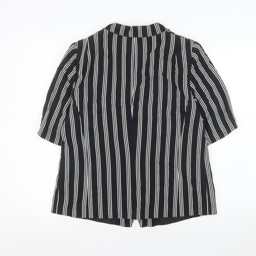Gerry Weber Women’s Black Striped Short Sleeve Viscose Shirt Blazer Size 38