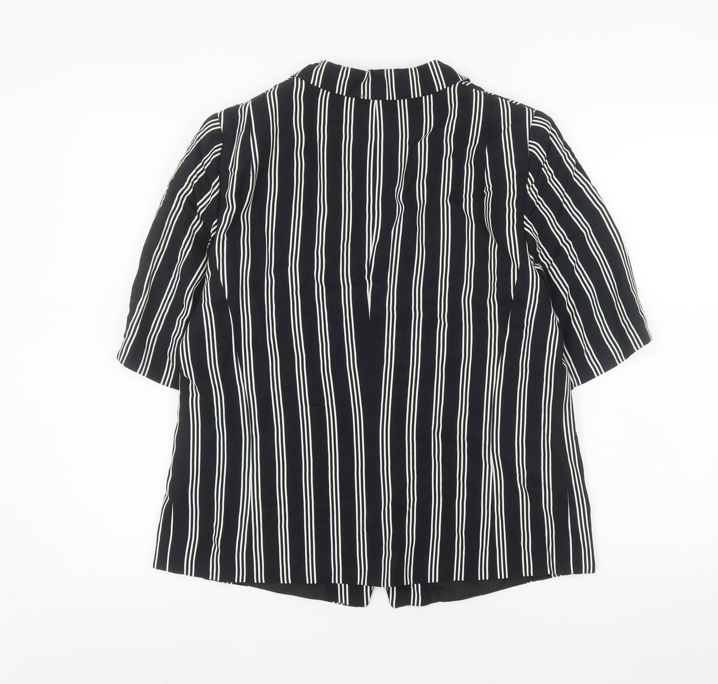 Gerry Weber Women’s Black Striped Short Sleeve Viscose Shirt Blazer Size 38