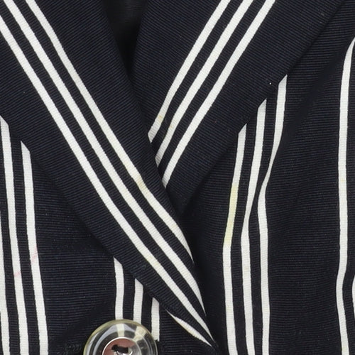 Gerry Weber Women’s Black Striped Short Sleeve Viscose Shirt Blazer Size 38