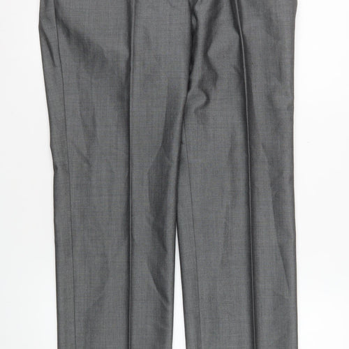 Torre Men's Grey 30S Pleated Dress Pants Wool Blend Formal Trousers