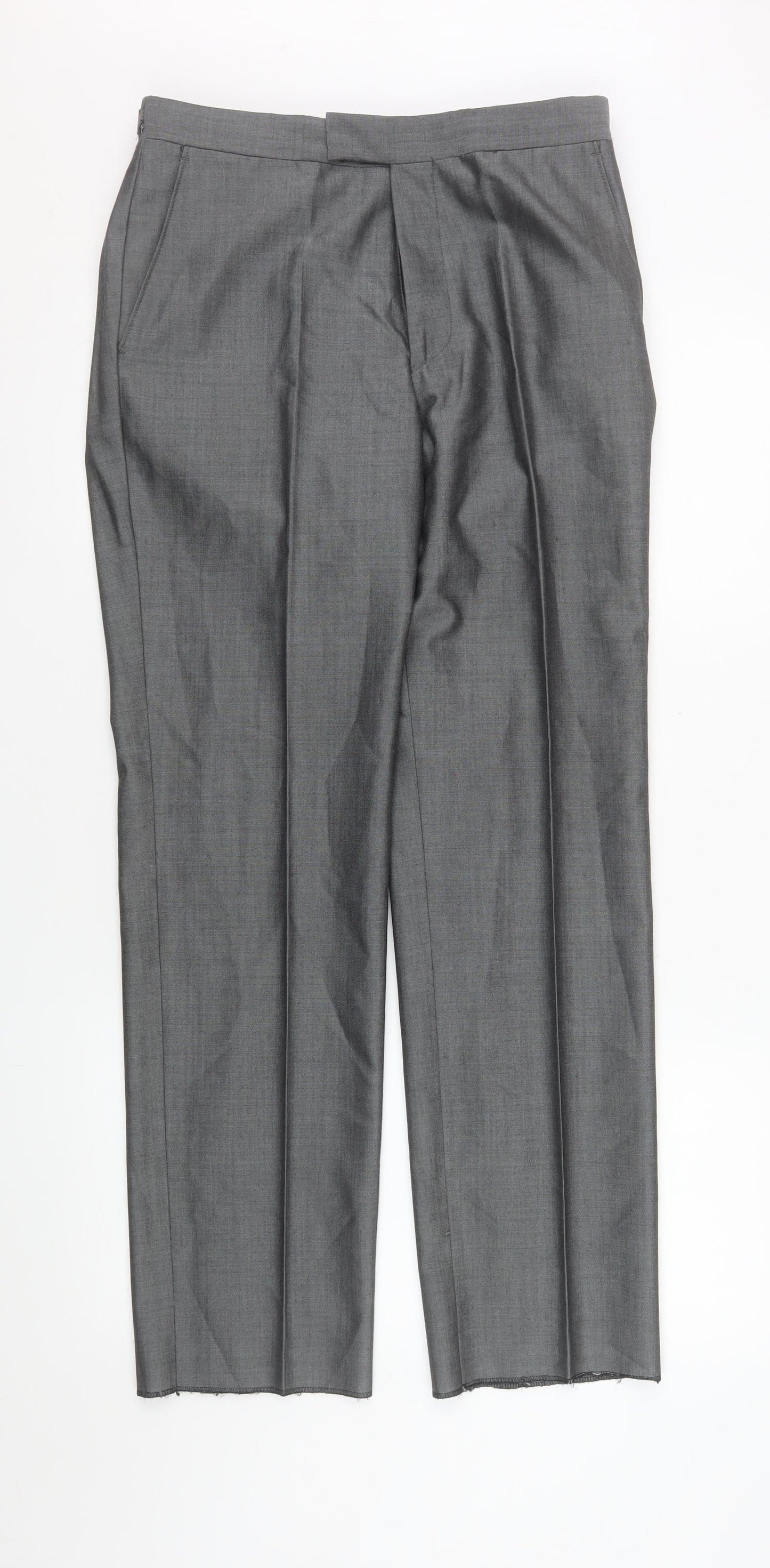 Torre Men's Grey 30S Pleated Dress Pants Wool Blend Formal Trousers