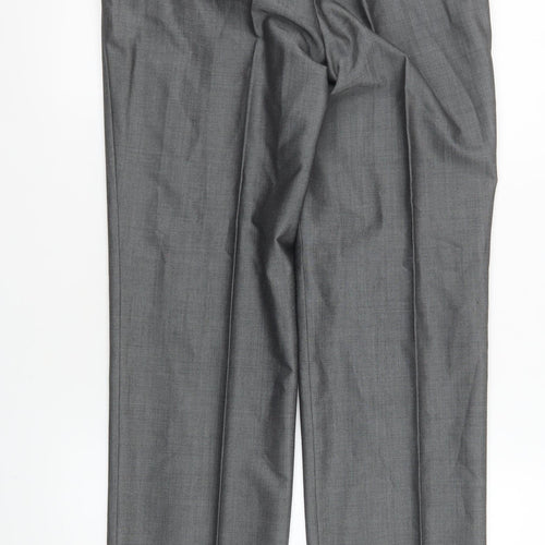 Torre Men's Grey 30S Pleated Dress Pants Wool Blend Formal Trousers