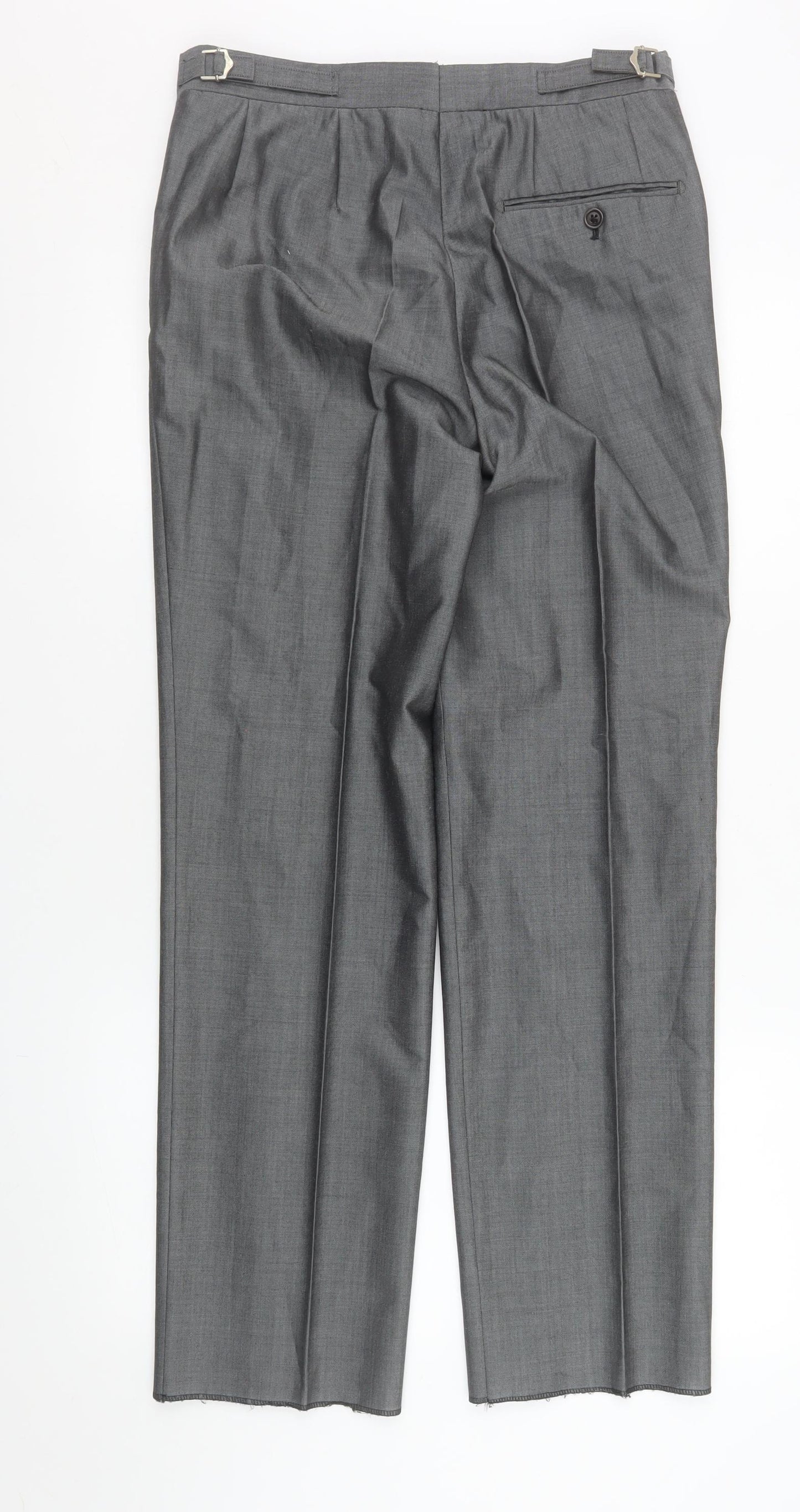Torre Men's Grey 30S Pleated Dress Pants Wool Blend Formal Trousers