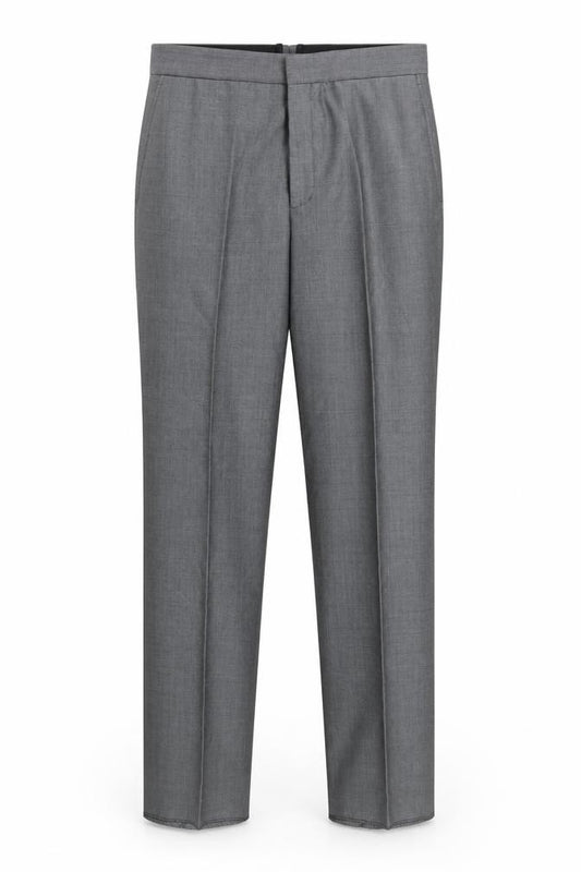Front view of Torre boys’ grey formal wool blend dress trousers 28r belted smart pants