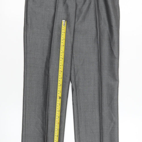 Torre Boys Grey Formal Wool Blend Dress Trousers 28R Belted Smart Pants