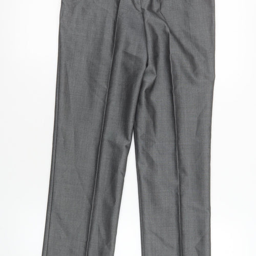 Torre Boys Grey Formal Wool Blend Dress Trousers 28R Belted Smart Pants
