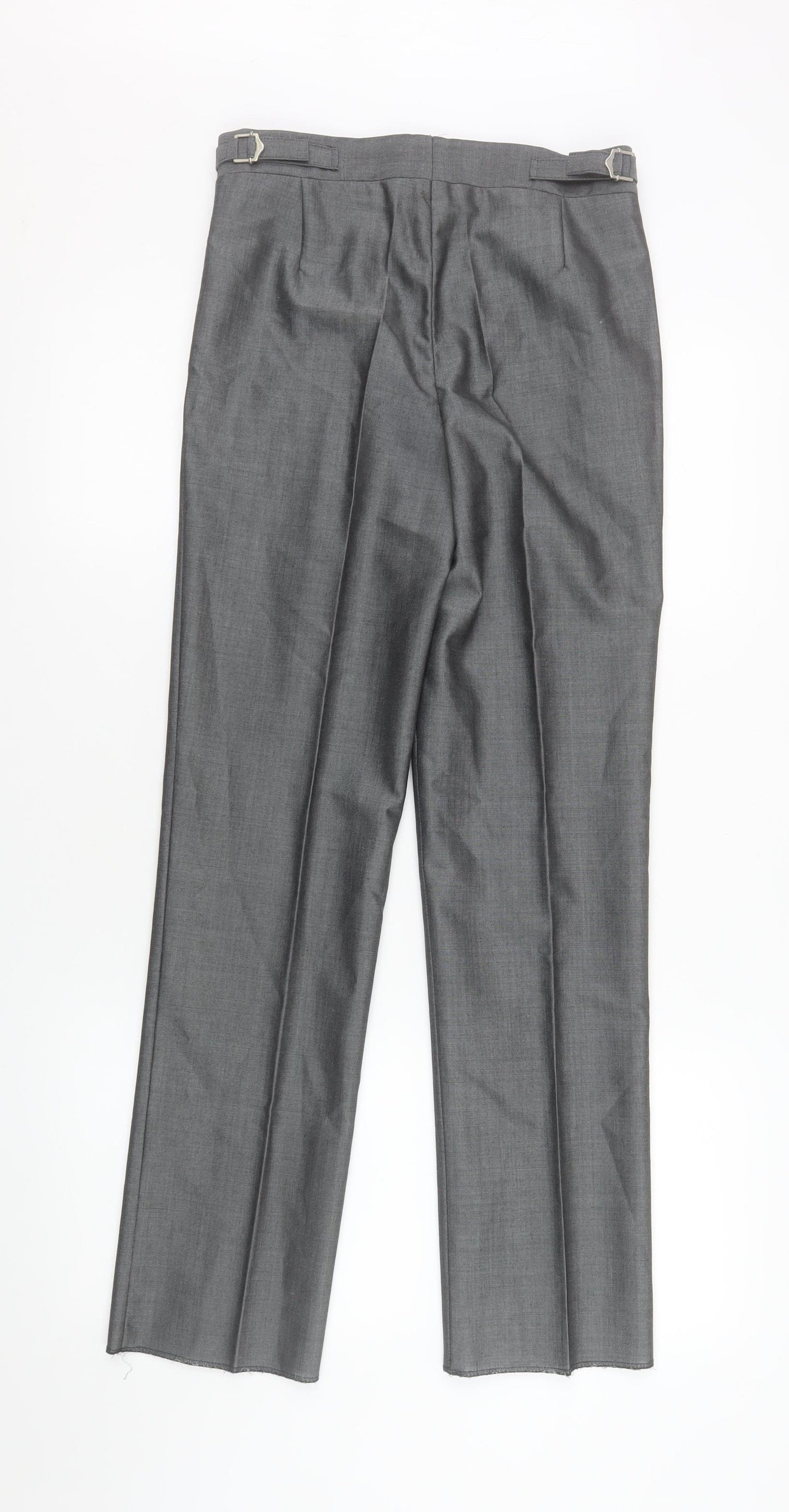 Torre Boys Grey Formal Wool Blend Dress Trousers 28R Belted Smart Pants