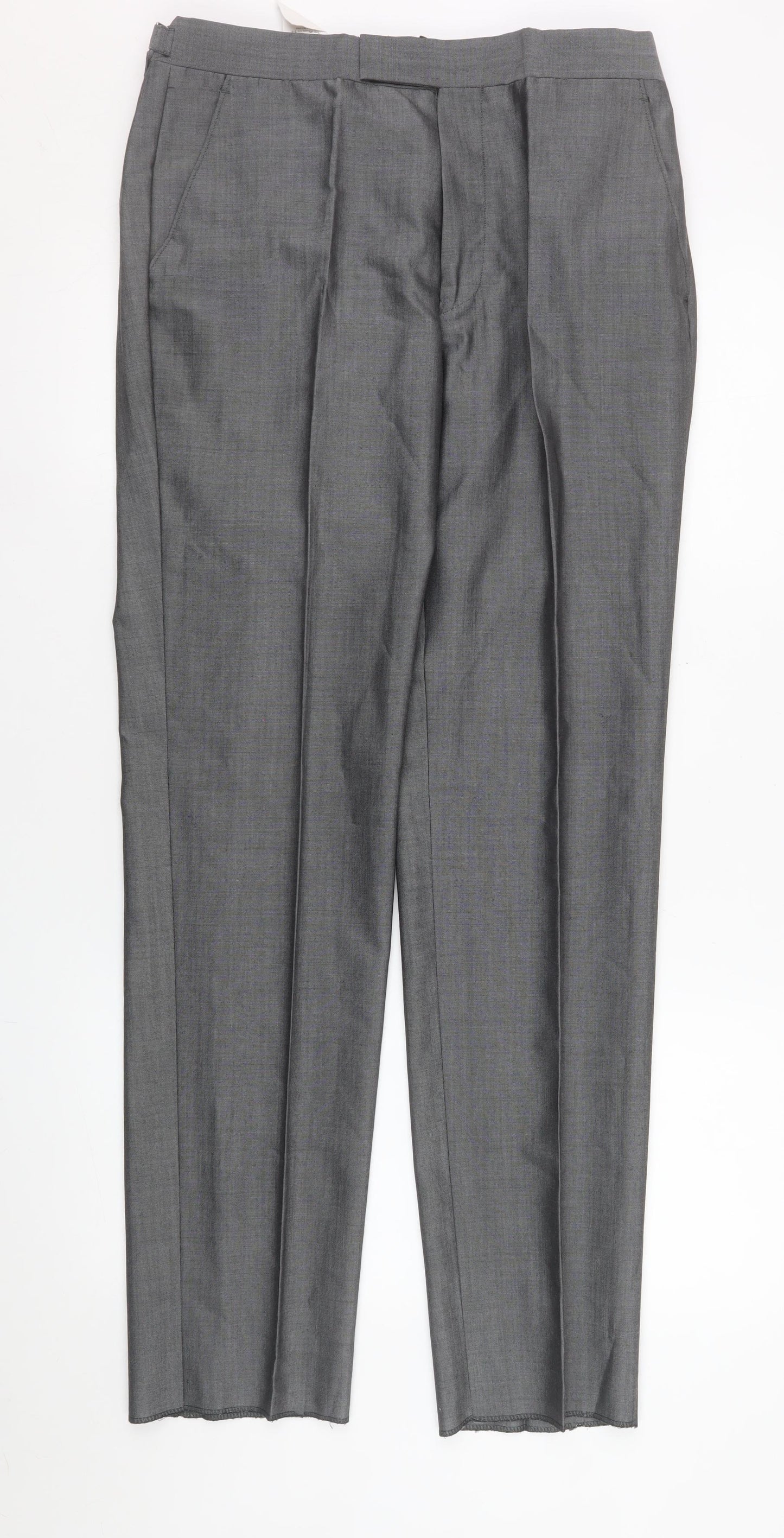 Torre Cerimonia Men's Grey 32R Pleated Wool Blend Dress Trousers