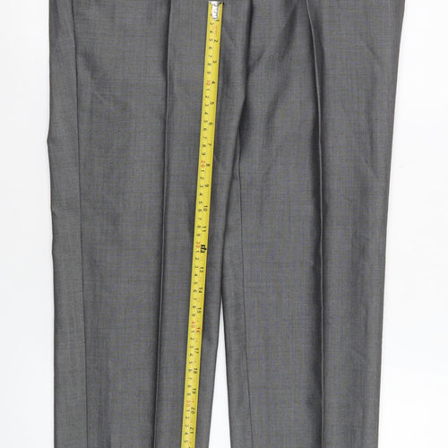 Torre Cerimonia Men's Grey 32R Pleated Wool Blend Dress Trousers