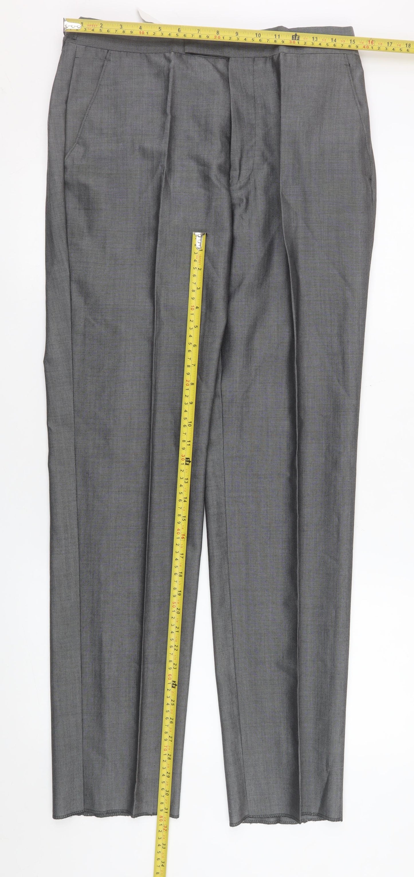 Torre Cerimonia Men's Grey 32R Pleated Wool Blend Dress Trousers