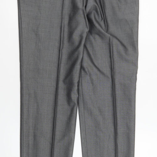 Torre Cerimonia Men's Grey 32R Pleated Wool Blend Dress Trousers