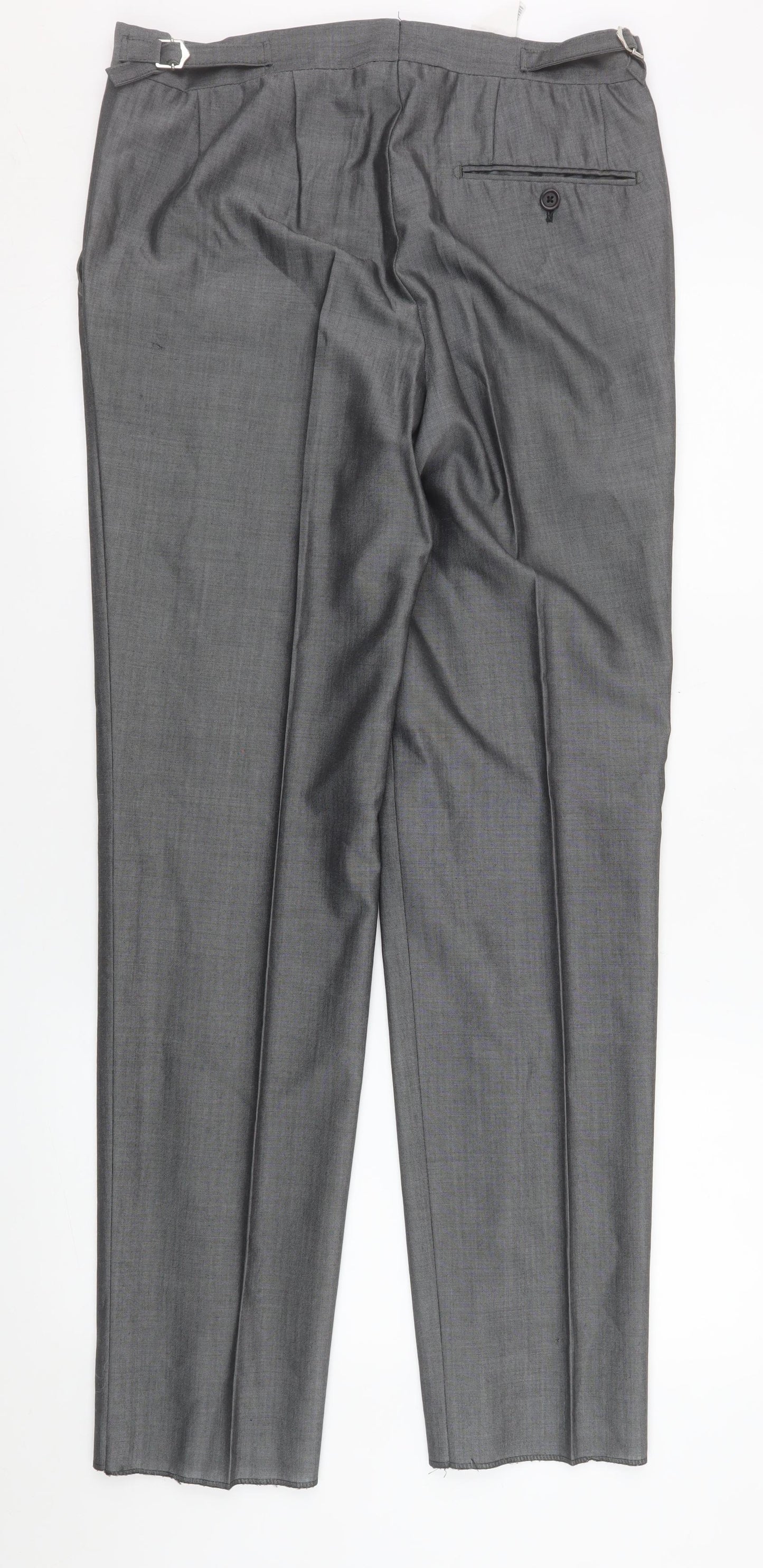 Torre Cerimonia Men's Grey 32R Pleated Wool Blend Dress Trousers