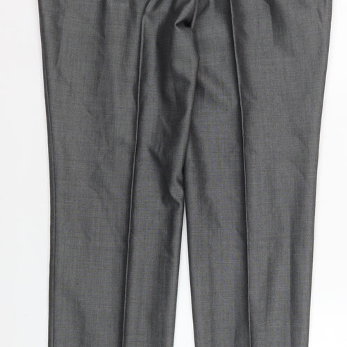 Torre Men's Grey Formal Dress Trousers 32S Classic Fit Wool Blend