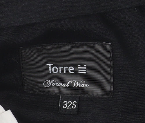 Torre Men's Grey Formal Dress Trousers 32S Classic Fit Wool Blend