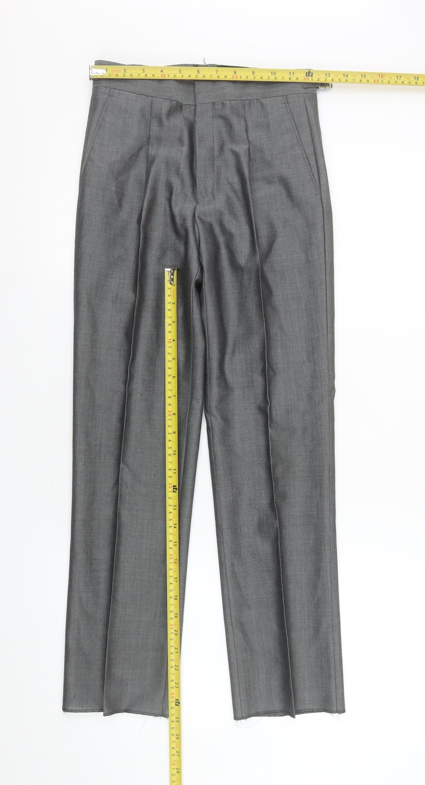 Torre Cerimonia Men's Grey Wool Mohair Dress Pants 26R Adjustable Waist