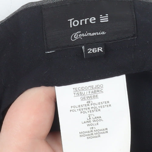 Torre Cerimonia Men's Grey Wool Mohair Dress Pants 26R Adjustable Waist