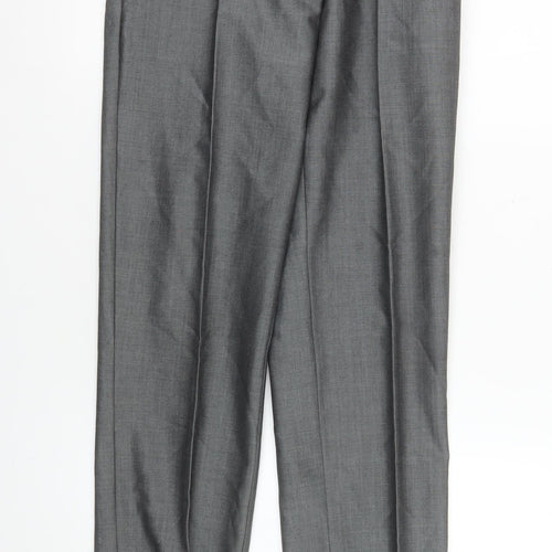 Torre Men’s Grey Slim Fit Wool Blend Dress Trousers 28S
