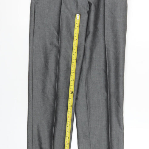 Torre Men’s Grey Slim Fit Wool Blend Dress Trousers 28S