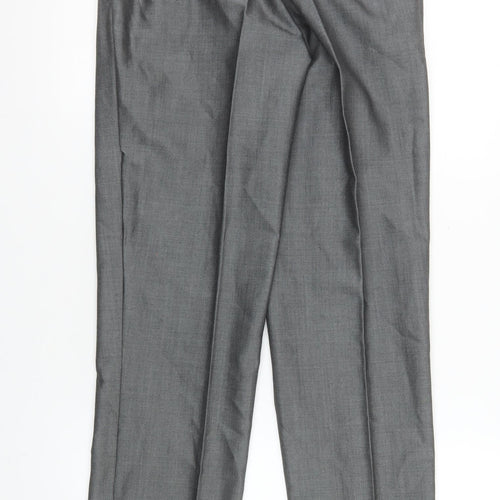 Torre Men’s Grey Slim Fit Wool Blend Dress Trousers 28S