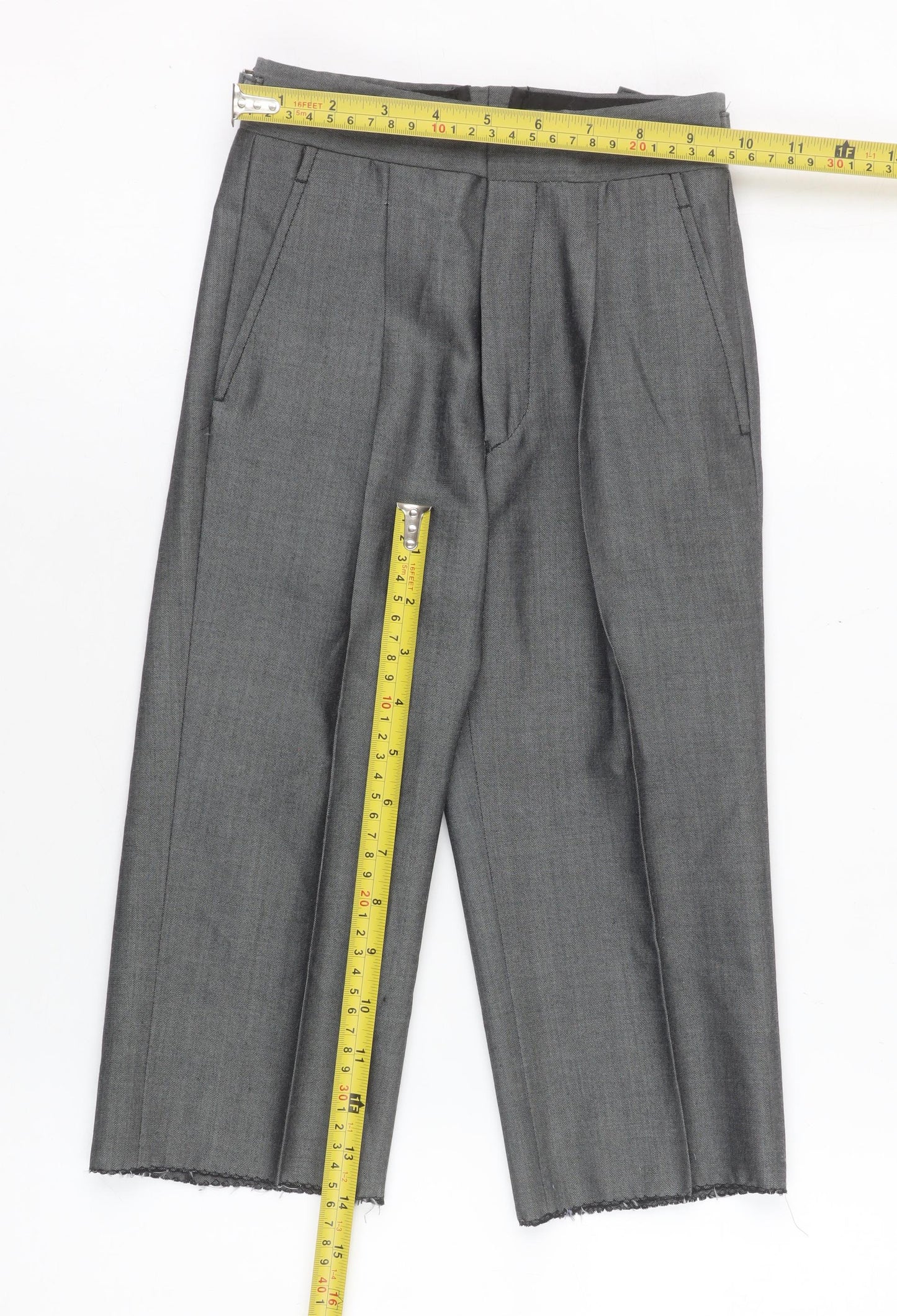 Torre Boys Grey Dress Pants 20R Wool Blend Formal Trousers with Belted Waist