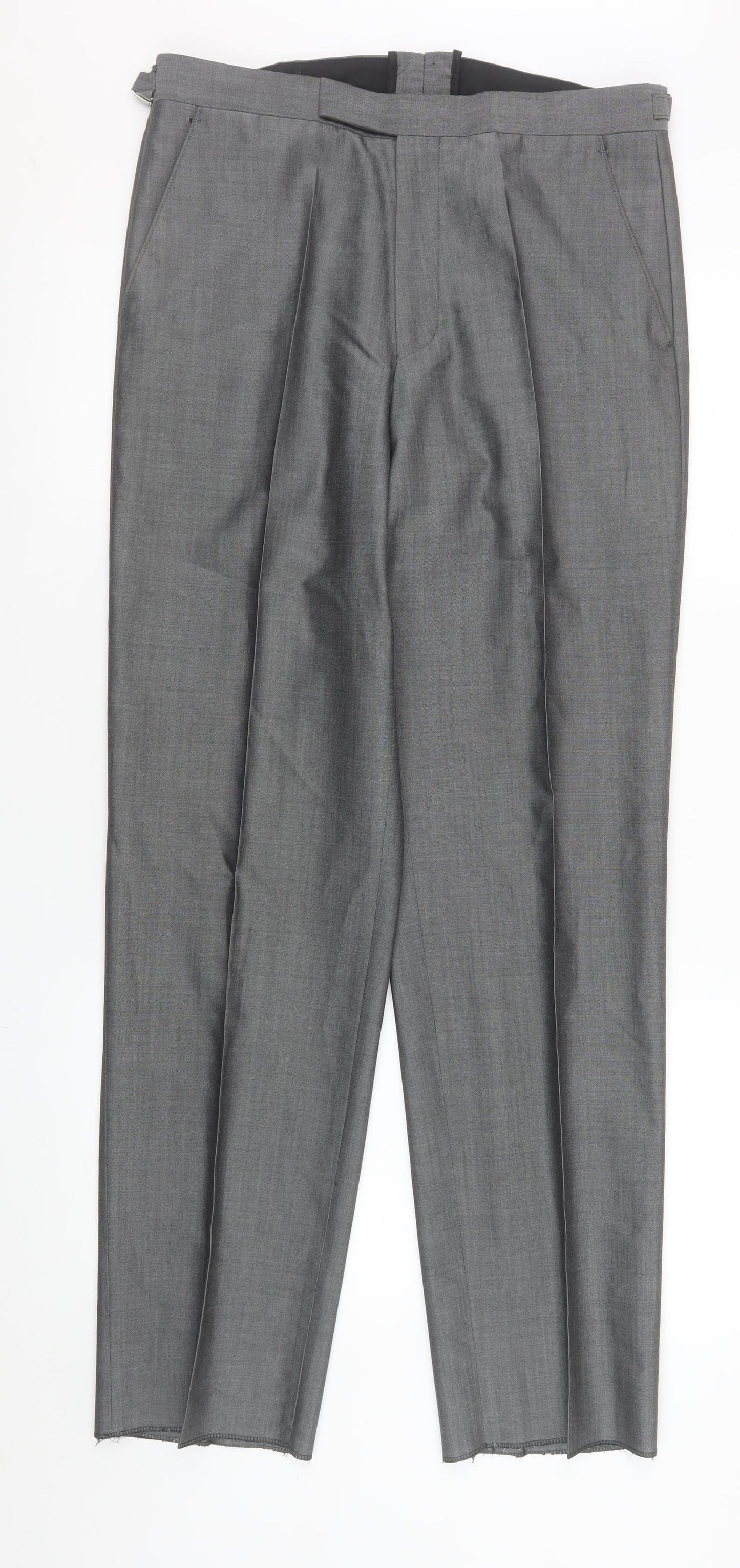 Torre Cerimonia Men's Grey 32R Wool Blend Pleated Dress Trousers