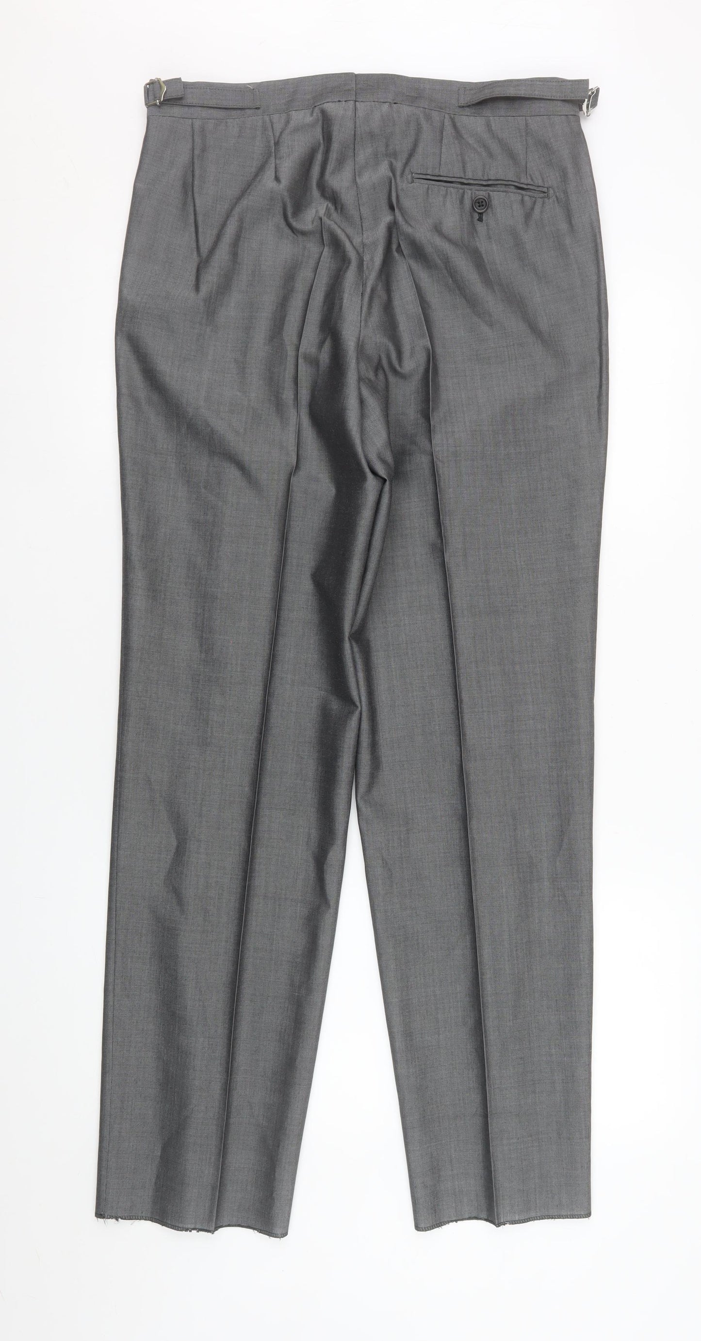 Torre Cerimonia Men's Grey 32R Wool Blend Pleated Dress Trousers