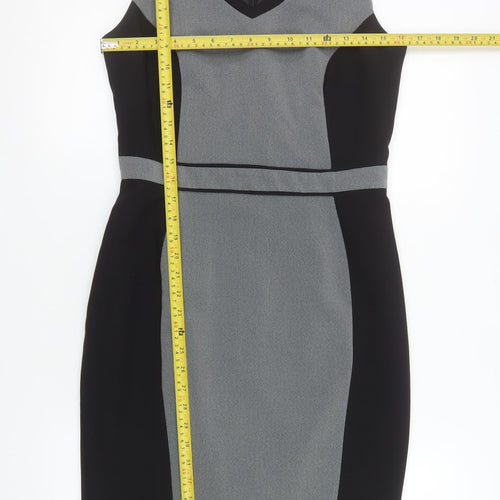 F&F Women Grey Black Sheath Knee Length Dress Size 10