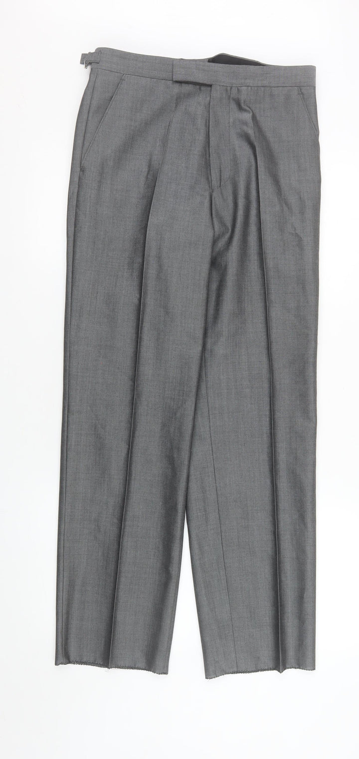 Torre Cerimonia Men's Grey Wool Blend Dress Trousers 30R