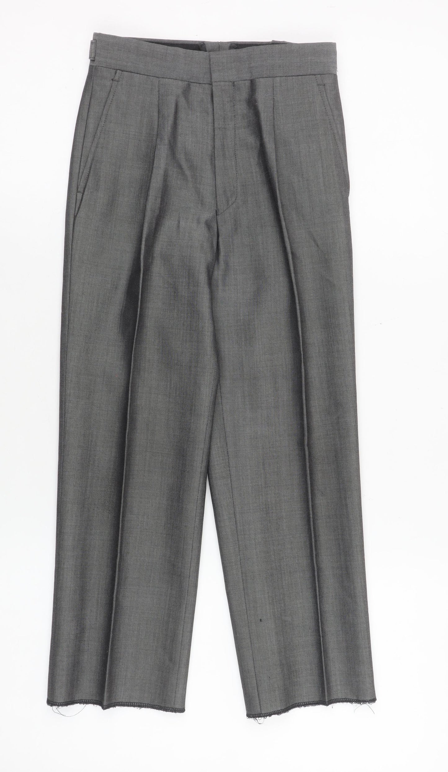 Torre Boys Grey 24in Wool Blend Formal Dress Trousers with Adjustable Waist