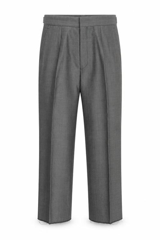 Front view of Torre boys’ grey 24in wool blend formal dress trousers with adjustable waist