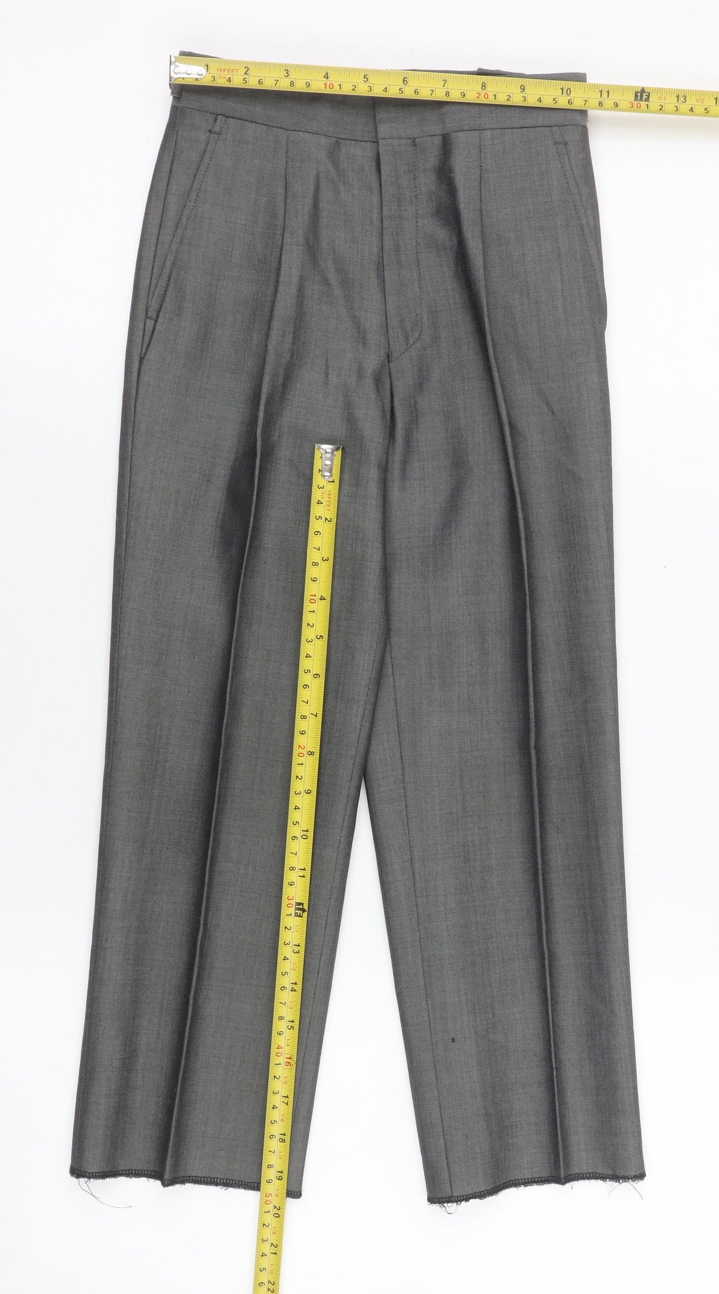 Torre Boys Grey 24in Wool Blend Formal Dress Trousers with Adjustable Waist