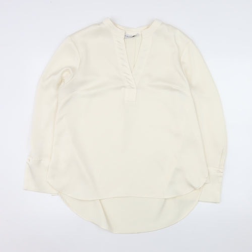 Gallery Women Ivory V-Neck Tunic Blouse UK 14 Long Sleeve