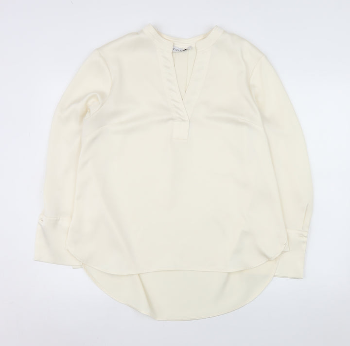 Gallery Women Ivory V-Neck Tunic Blouse UK 14 Long Sleeve