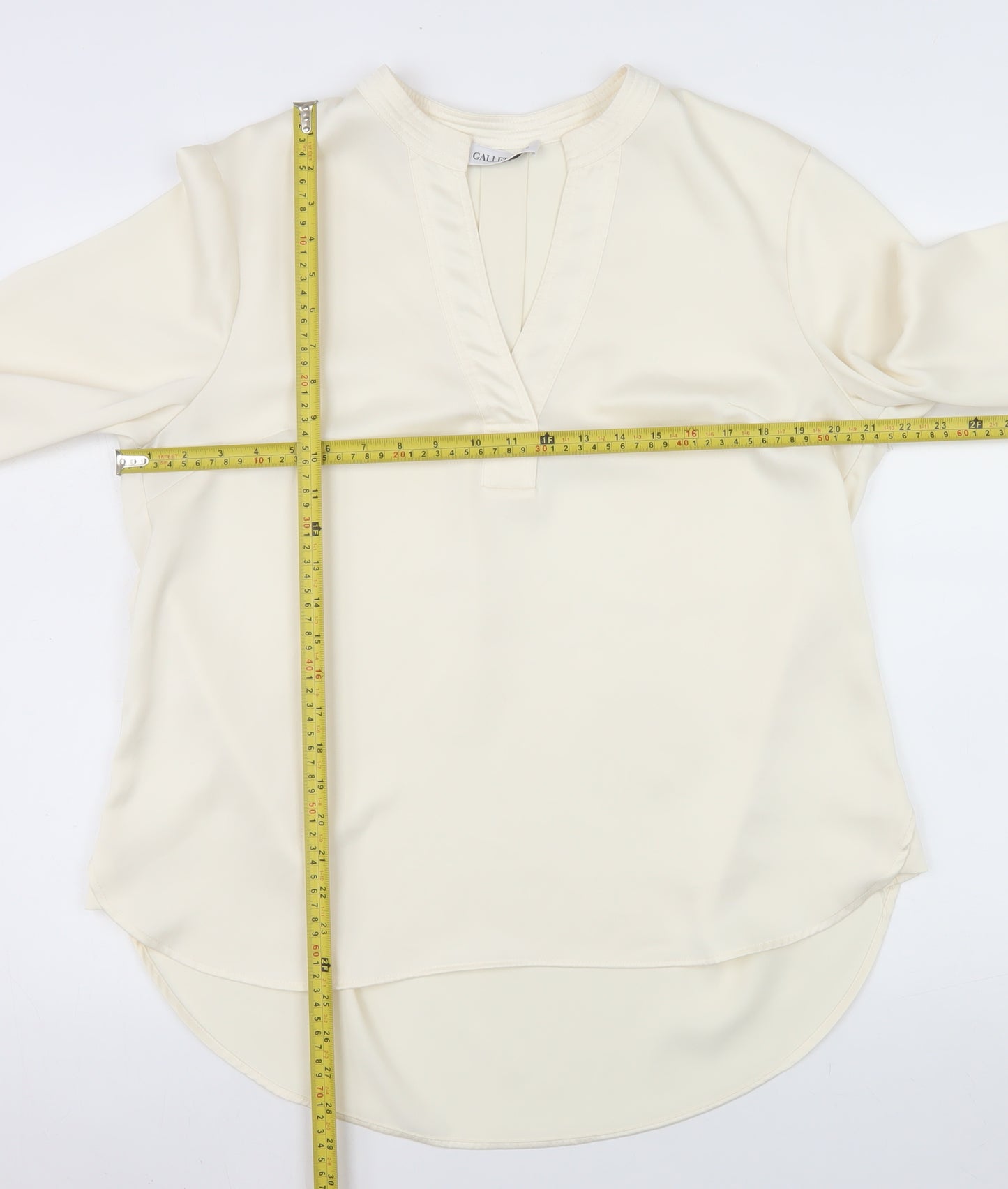 Gallery Women Ivory V-Neck Tunic Blouse UK 14 Long Sleeve