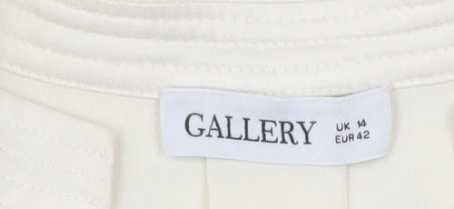 Gallery Women Ivory V-Neck Tunic Blouse UK 14 Long Sleeve