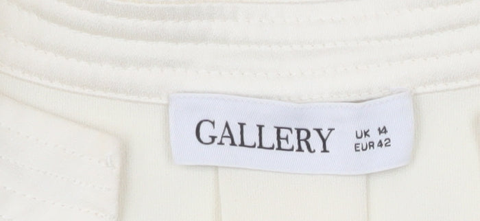 Gallery Women Ivory V-Neck Tunic Blouse UK 14 Long Sleeve