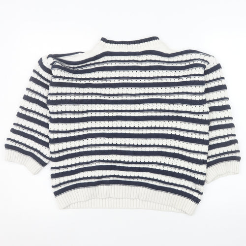 F&F Women’s White Navy Striped Chunky Knit Jumper Size M