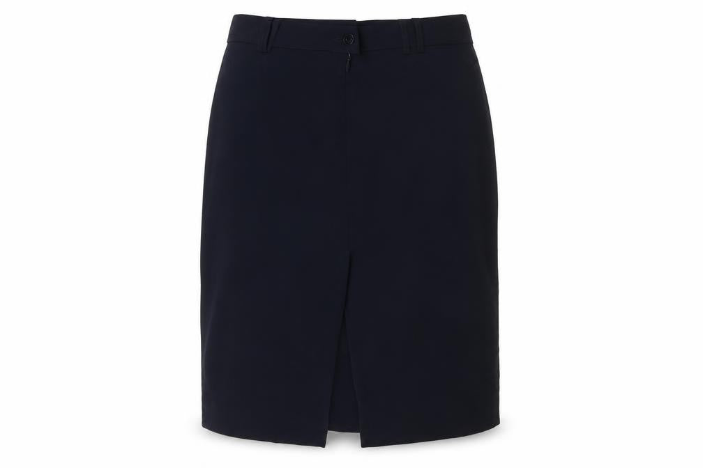 Front view of Hammer Women's Black Midi Pencil Skirt, size 10, Workwear