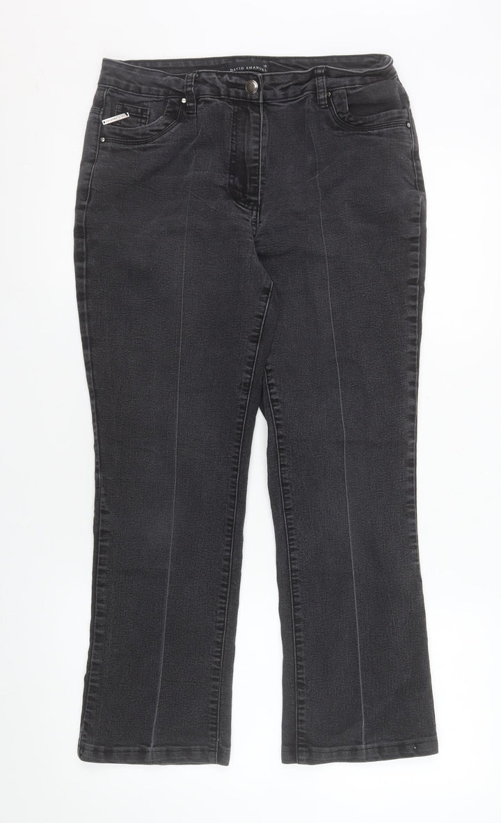 David Emanuel Women's Black Straight Jeans Size 10 Stretch Denim